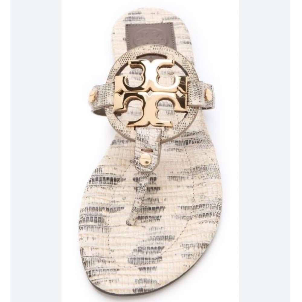 Tory Burch Snakeskin Gold Hardware Miller Flip Flop Sandals 9